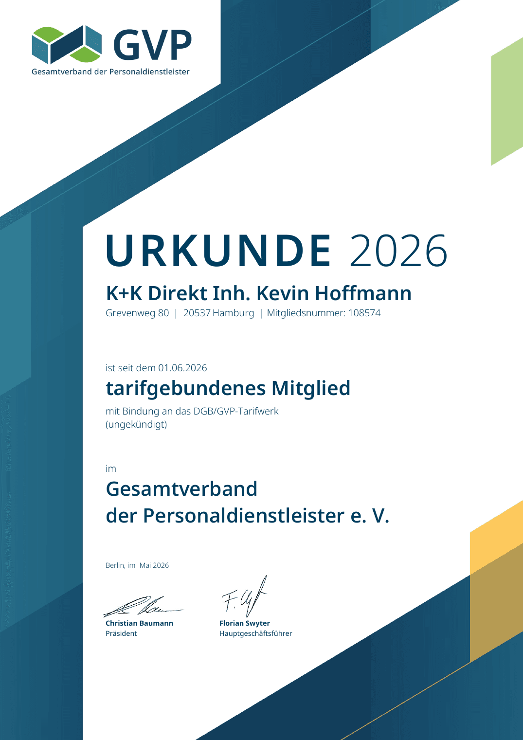 MEMBERSHIP CERTIFICATE 2026